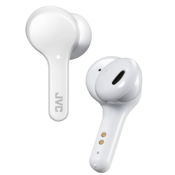JVC True Wireless Earbuds Headphones, Bluetooth 5.0, Water Resistance (IPX4), Long Battery Life (up to 15 Hours) - HAA8TW (White)