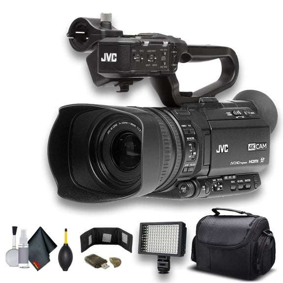 JVC UHD 4K Streaming Camcorder W/ Case, LED Light, Cleaning Kit and more. - Advanced Bundle