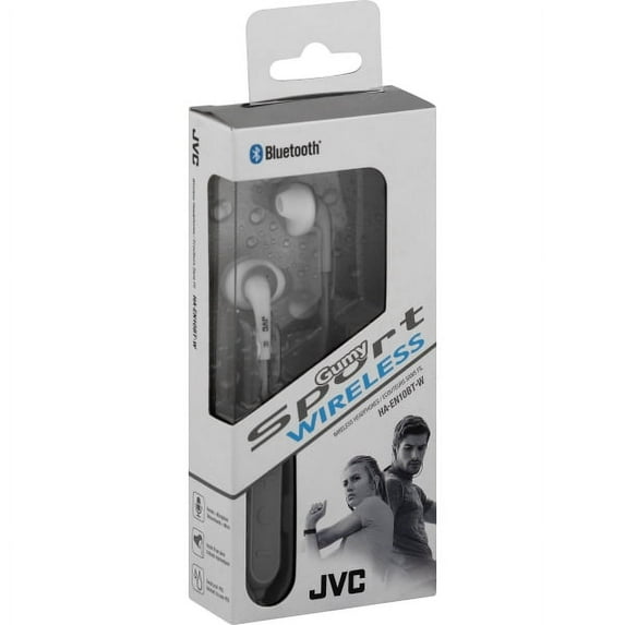 JVC Wireless Sweatproof Gumy Sport Bluetooth Wireless Earbud Nozzle, White (HAEN10BTW)