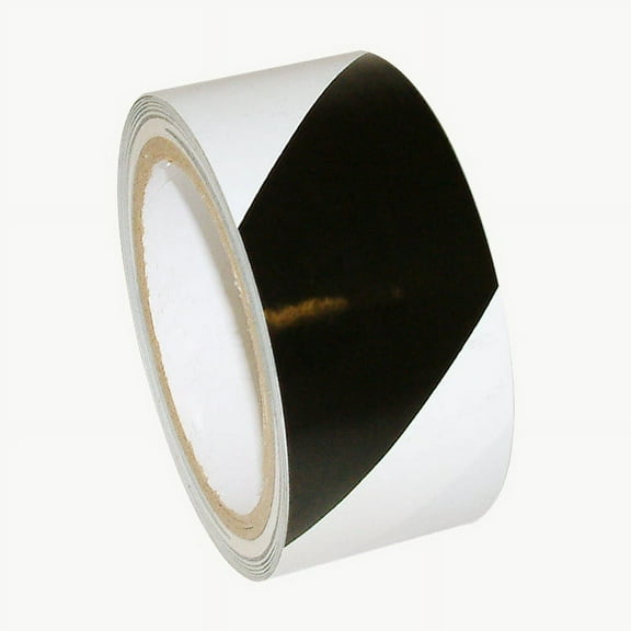 JVCC Hazard Warning Tape [6 mils thick] (HZ-8): 2 in. (48mm actual) x 18 yds. (Black with White stripes)