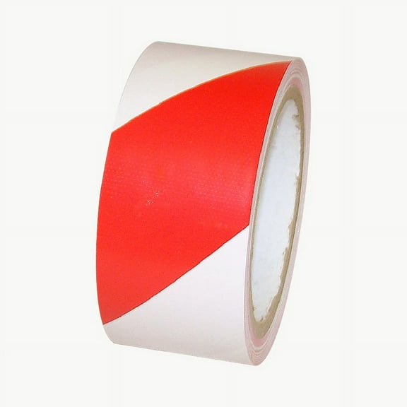 JVCC Hazard Warning Tape [6 mils thick] (HZ-8): 2 in. (48mm actual) x 18 yds. (Red with White stripes)