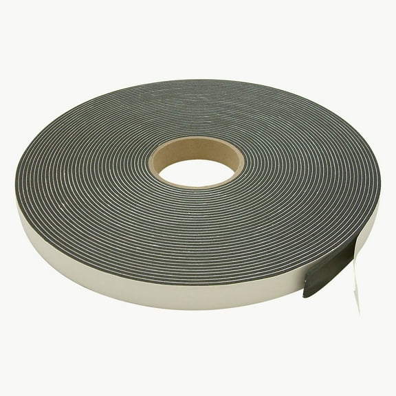 JVCC Low-Density PVC Foam Tape [Single-Sided, Closed Cell] (SCF-01): 1 in. x 75 ft. x 1/8 in. thick (Black)