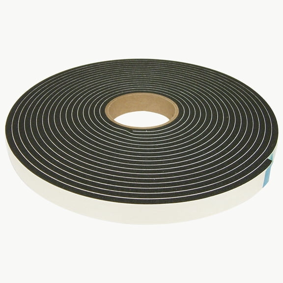 JVCC Medium-Density PVC Foam Tape [Single-Sided, Closed Cell] (SCF-02): 1 in. x 420 in. x 1/4 in. Thick (Black)