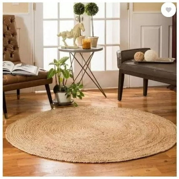 JVH Handmade Braided Natural Pure Jute Round Rugs Size 10 x 10 Feet Round