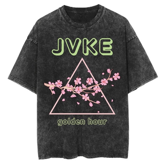 JVKE Golden Hour Album Washed Cotton T-shirt Hip Hop Short Sleeve Fashion Tee Shirt