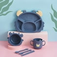 thumbnail image 1 of JVMU 6 PCS Crab Kids Dinnerware Set Wheat Straw BPA-Free Self-Feeding Dishwasher Safe Cute for Kids, Blue, 1 of 1