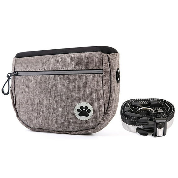 JVMU Dog Treat Training Pouch Portable Dog Walking Fanny Pack with Multiple Pockets And Poop Bag Dispenser, Gray
