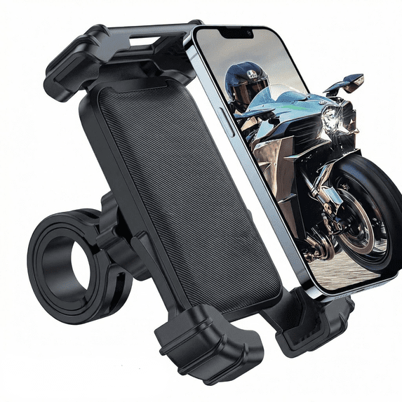 JVV Heavy Duty Motorcycle Phone Mount, Anti-Shake Bike Phone Holder for Handlebar & Mirror, Universal Fit for E-Bike, Scooter, Bicycle, Compatible with iPhone & Android 4.7"-6.8" Phones