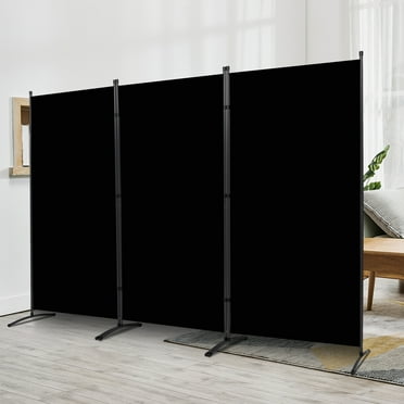 JVVMNJLK Indoor Room Divider, Portable Office Divider, Convenient Movable(3-Panel), Folding Partition Privacy Screen for Bedroom, Dining Room, Study, 102" W x 19.7" D x 71.3" H, Black