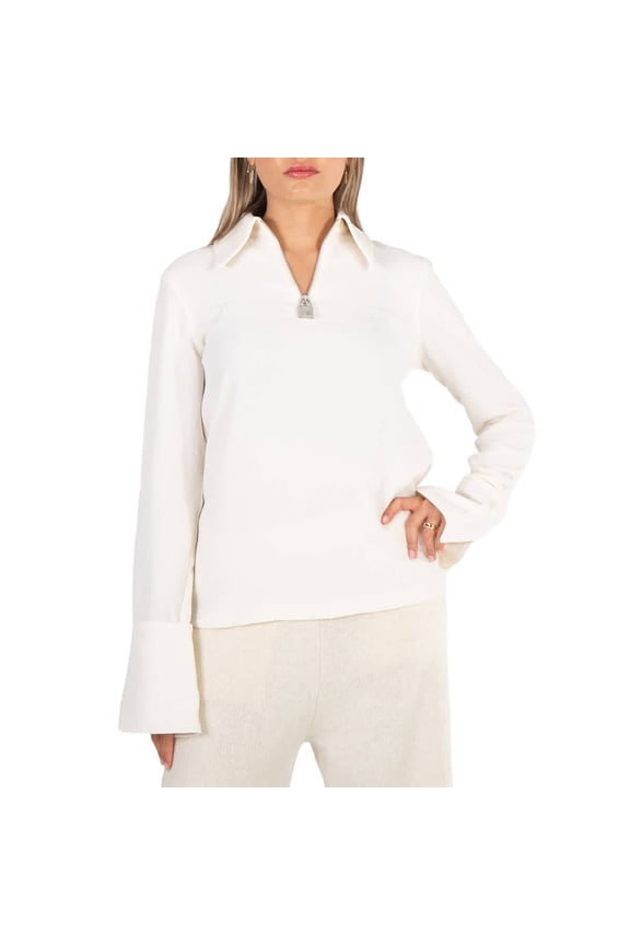 JW Anderson Ladies Off White Padlock Half Zip Pullover Top, Brand Size 36 (Us Size 2)