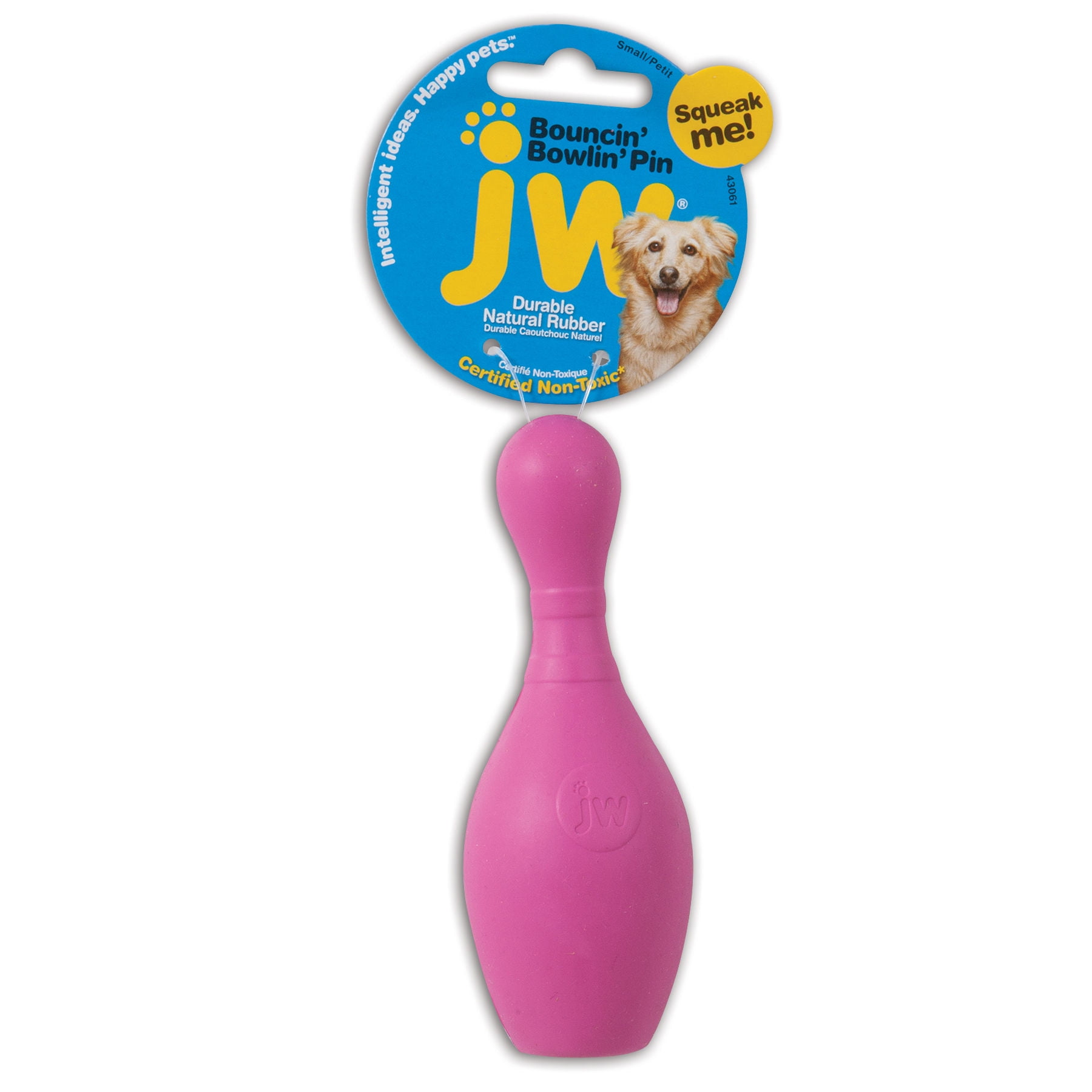 JW Bouncin' Bowlin' Pin Durable NonToxic Rubber Dog Toy, Assorted