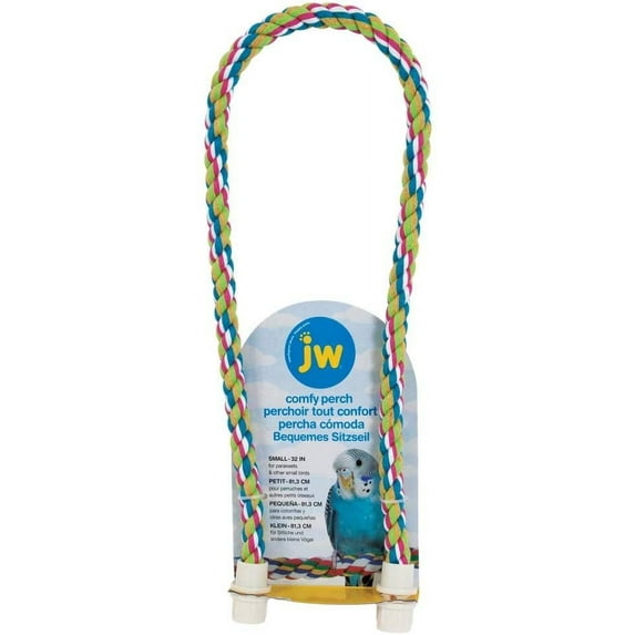 JW Comfy Perch Cable Interactive Cage Toy for Birds Multicolor Small 21 inch