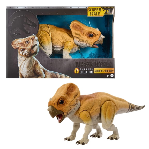 Jurassic World Hammond Collection Screen Scale Aquilops Dolores Dinosaur Figure, Real Feel & Glass Eyes