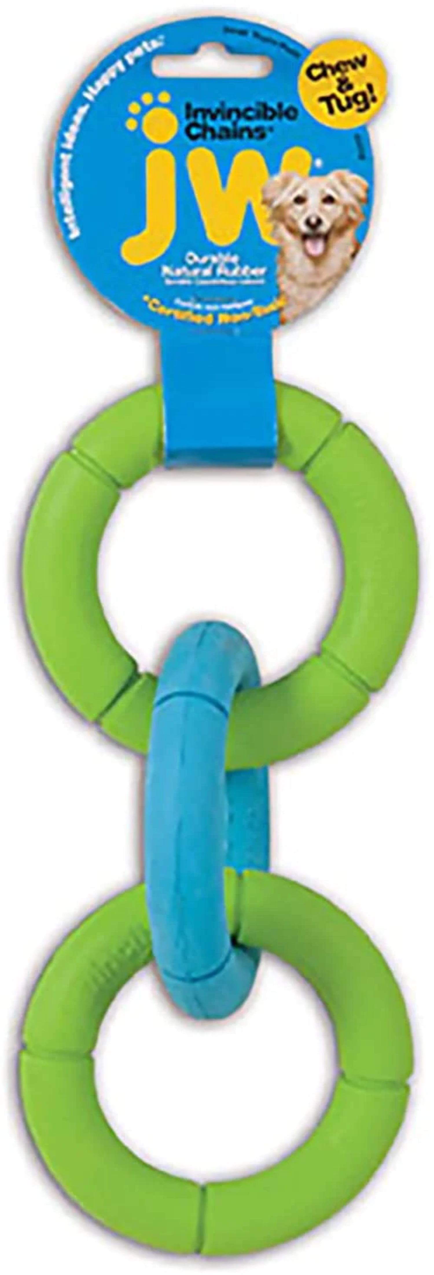 JW Invincible Chains Triple Dog Toy, 4Inch, Colors May Vary