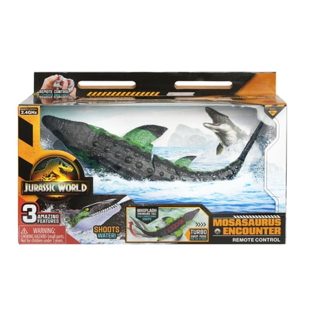 Jurassic World Remote Control Mosasaurus Encounter Water Dino Toy with Water Shooting Action, Ages 6+