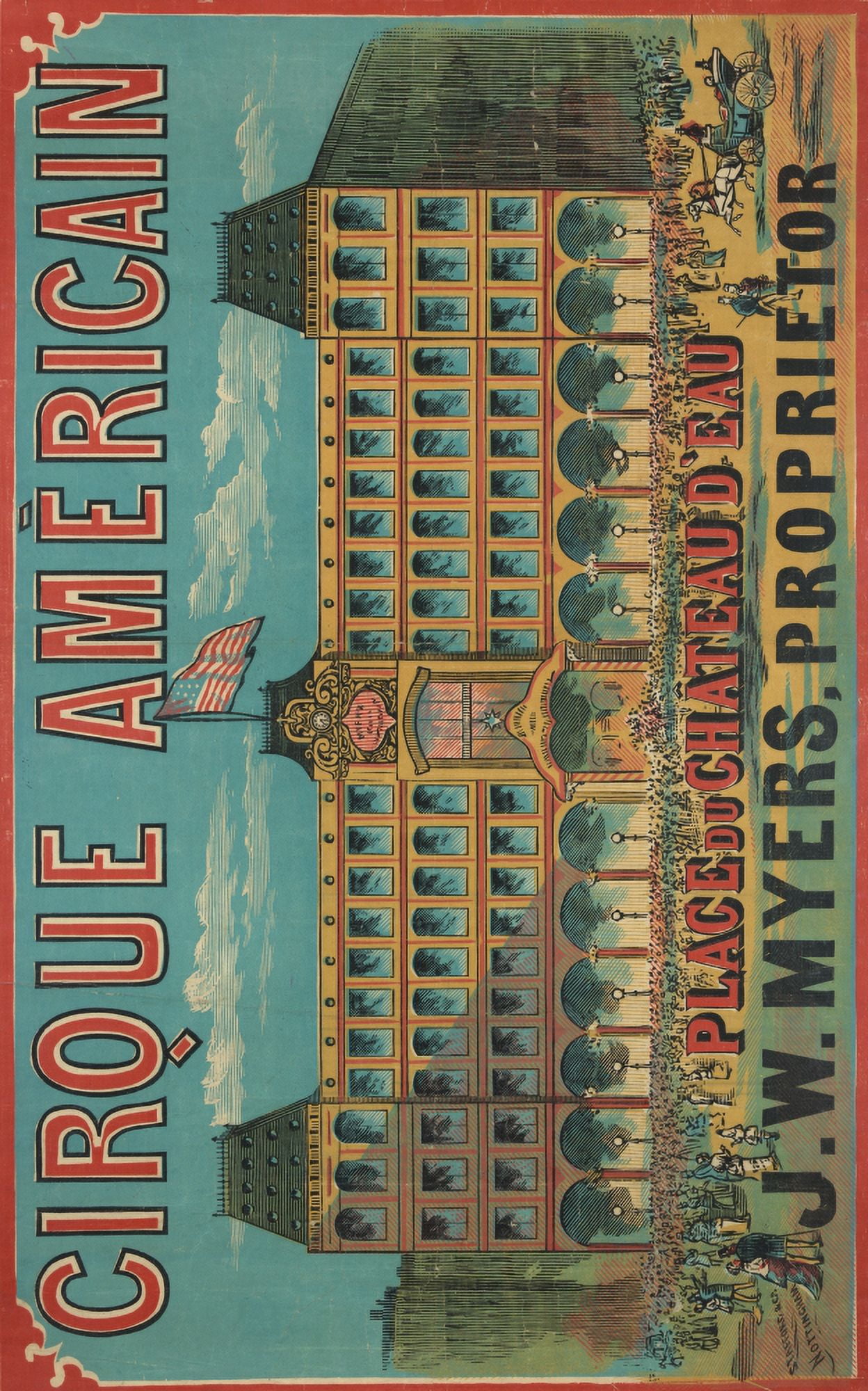 JW Myers Cirque Amricain c1850-1880 Place du Chateau dEau Canvas Art - JW Myers (24 x 36)