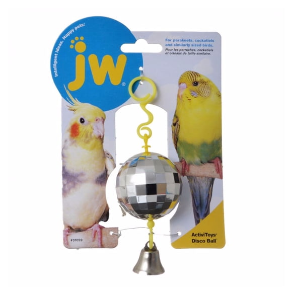Stainless Steel Disco Ball Bird Toy with Dangling Bell for Small Birds
