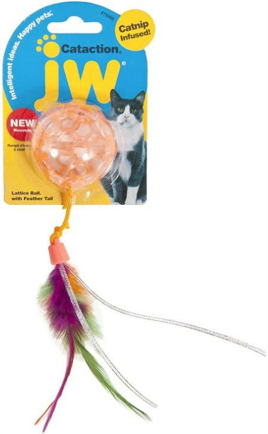 JW Pet Cataction Catnip Infused Lattice Ball Cat Toy With Tail 1