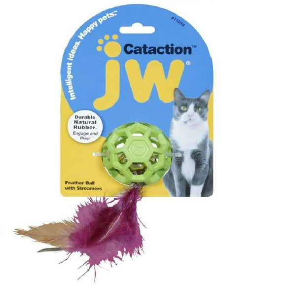 JW Pet Cataction Feather Ball with Bell Cat Toy