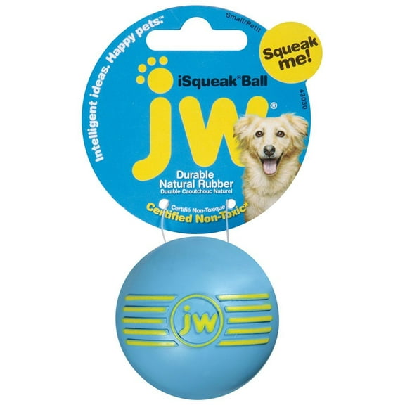JW Pet Company iSqueak Ball Rubber Dog Toy, Small, Colors Vary