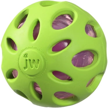 JW Crackle Heads Dog Ball Non-Toxic Rubber Fetch Chew Toy for Dogs 30-60 lb, Medium, Assorted, Pack of 1