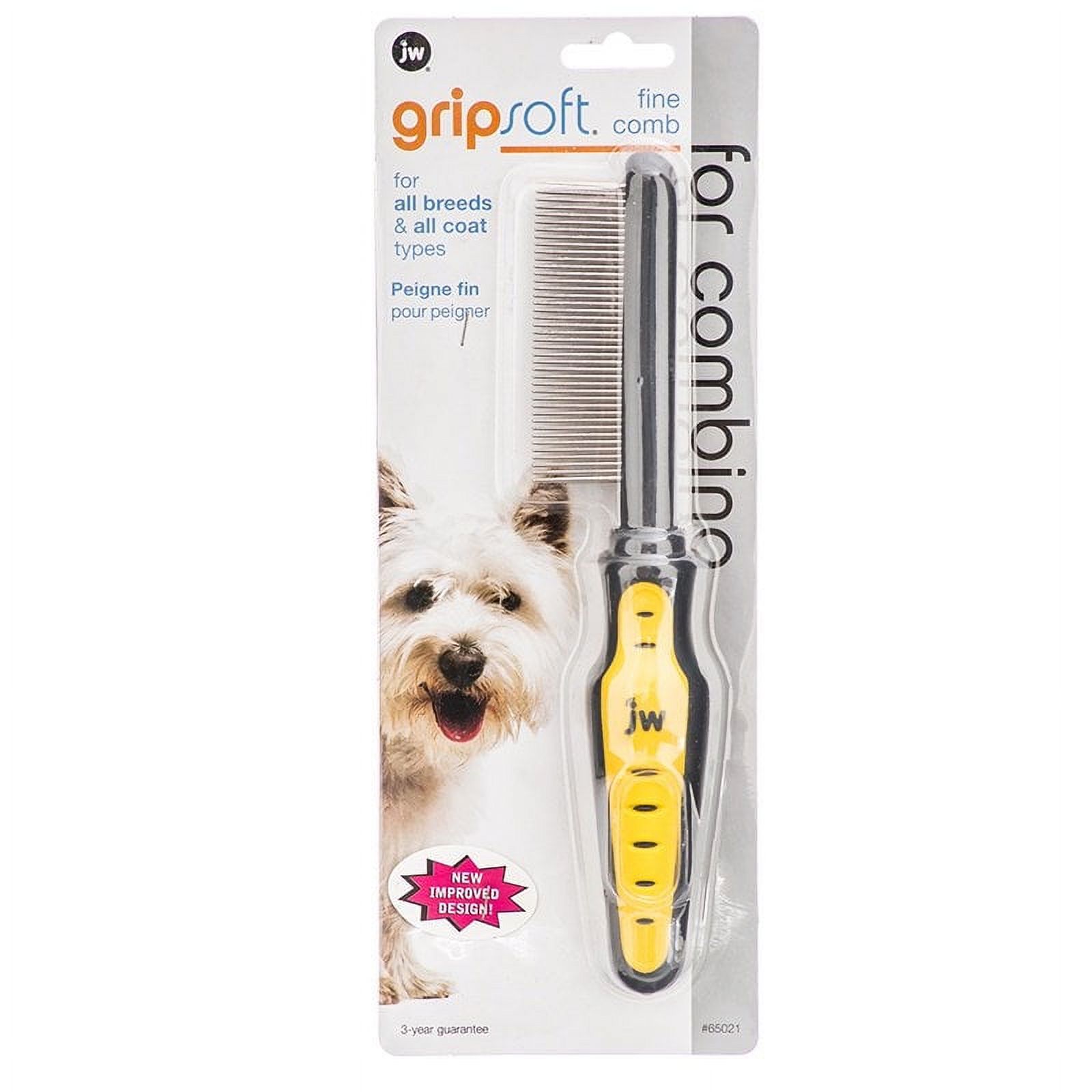 JW Pet GripSoft Fine Comb for Combing All Dog Breeds and Coat Types 1