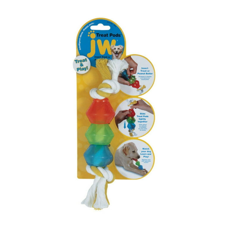 JW Pet Multicolored Pod Rope/Rubber Dog Treat Toy/Dispenser Small