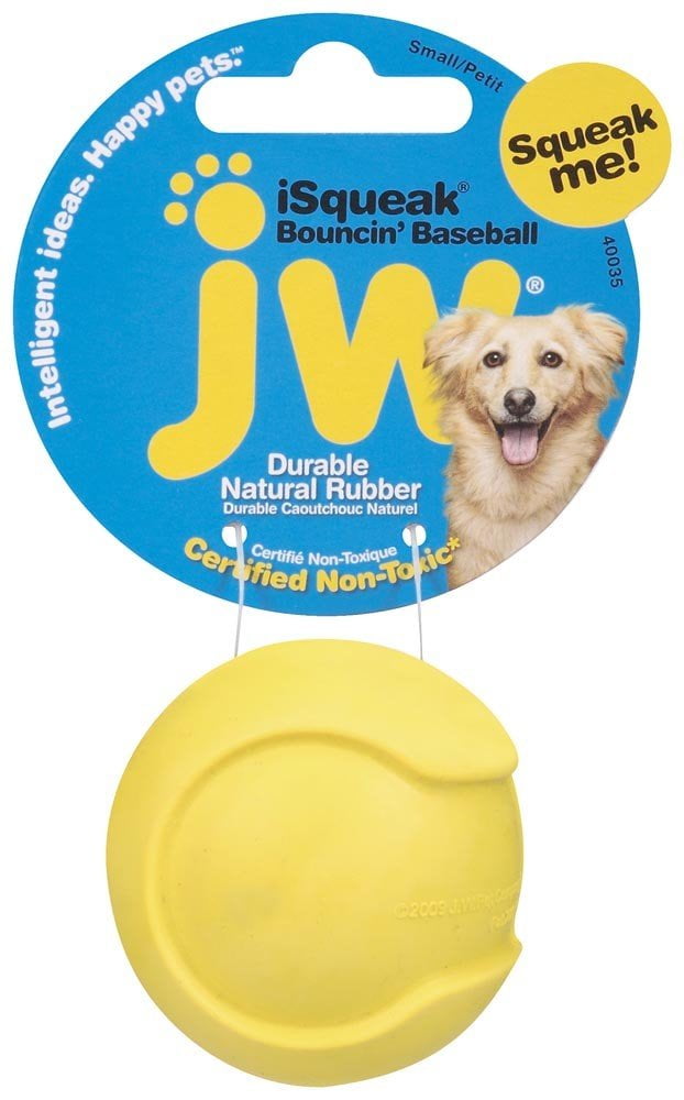 JW Pet iSqueak Bouncin' Baseball Rubber Dog Toy Small