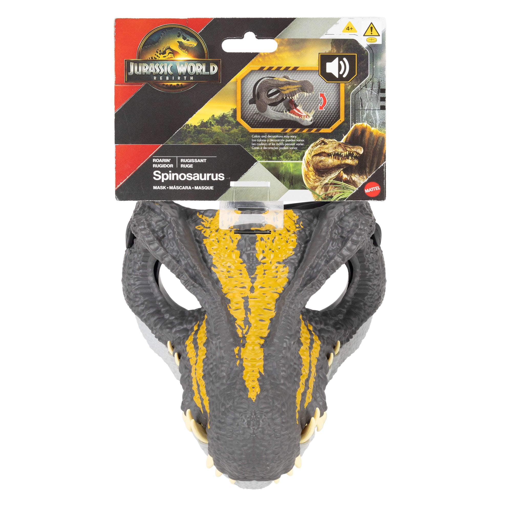 Jurassic World Rebirth Spinosaurus Dinosaur Mask, Role-Play Head Wear, Movie-Inspired Costume Gear for Children 4Y+