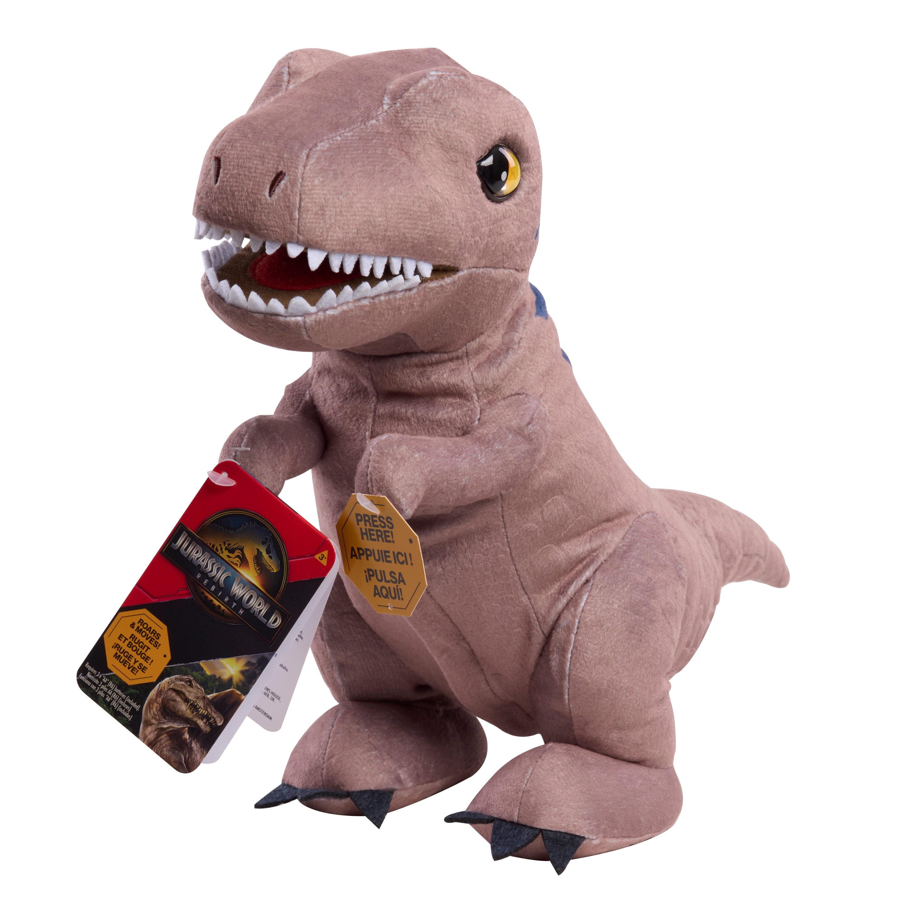 Jurassic World Rebirth Roaring T. Rex, 10.5 inch Interactive Plush Toy, Boys and Girls Ages 3 up