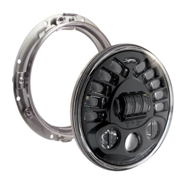 JW Speaker 7" Adaptive 2 LED Black Headlight w/Mounting Ring (0555051)
