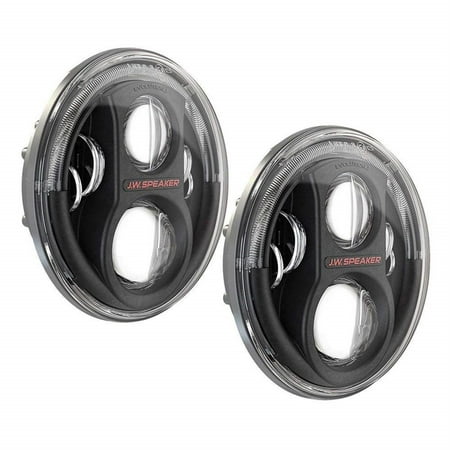 JW Speaker Universal Fit LED Headlights, Model 8700 Evolution J2 Series with Black Bezel, Set of 2