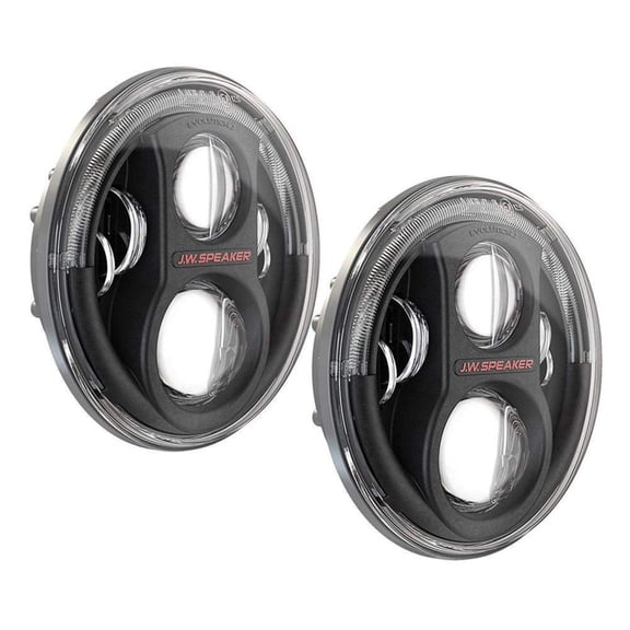 JW Speaker Universal Fit LED Headlights, Model 8700 Evolution J2 Series with Black Bezel, Set of 2