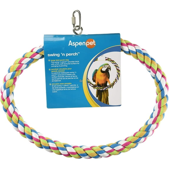 JW Swing 'n Perch Large Soft Comfy Firm Rope Ring For Bird Enrichment