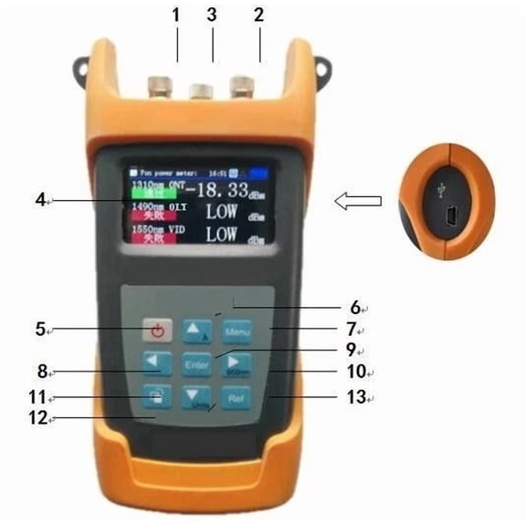 JW3213N PON Optical Power Meter FTTx PON Built -in Optical Power Meter And Red Visual Fault Locator ,Precision Tool