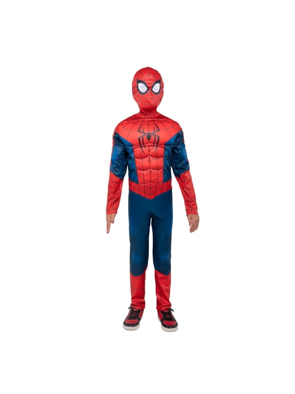 's Spider-man Halloween Costume for Children, Boy's Size S (6/7), by Jazwares