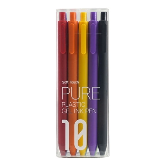 JWCJ 10 Pack Candy Colored Gel Pens, 0.5mm Fine Point Black Ink Retractable Pens, Soft Touch Matte Plastic Body, Quick Dry Smudge Proof, Clip-on for Office, Journaling, Note Taking