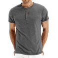 thumbnail image 1 of JWD Classic henley style Three button henley closure, Mens Henley Short Sleeve T-Shirt Cotton Casual Shirt Mens ShirtsSummer Daily T-Shirts, 1 of 4