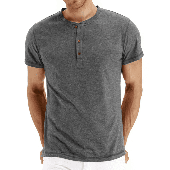 JWD Classic henley style Three button henley closure, Mens Henley Short Sleeve T-Shirt Cotton Casual Shirt Mens ShirtsSummer Daily T-Shirts