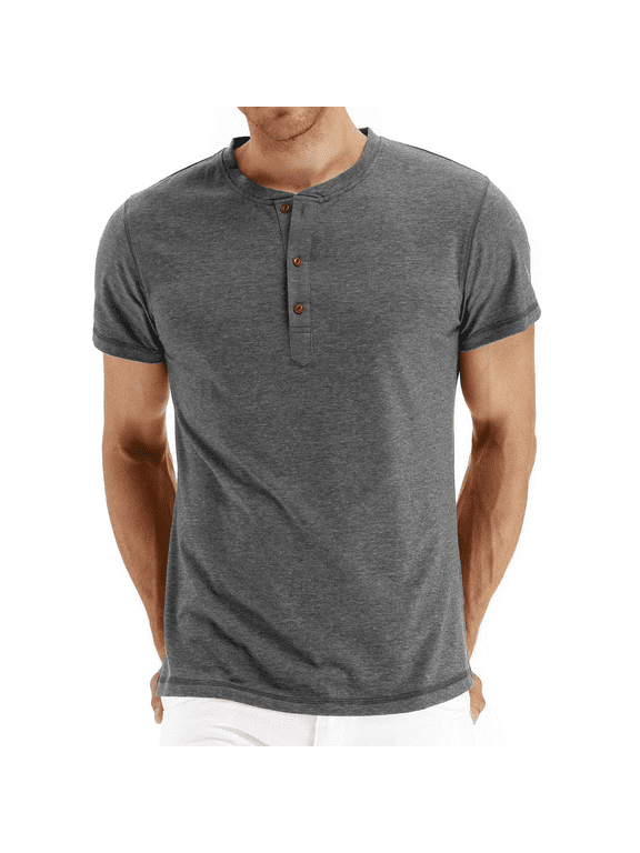 Classic henley style Three button henley closure, Mens Henley Short Sleeve T-Shirt Cotton Casual Shirt Mens ShirtsSummer Daily T-Shirts
