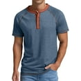 thumbnail image 1 of JWD Classic henley style Three button henley closure, Mens Henley Short Sleeve T-Shirt Cotton Casual Shirt Mens ShirtsSummer Daily T-Shirts Blue XL, 1 of 7