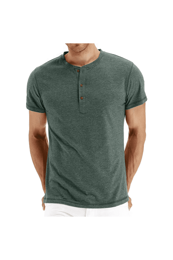 Classic henley style Three button henley closure, Mens Henley Short Sleeve T-Shirt Cotton Casual Shirt Mens ShirtsSummer Daily T-Shirts