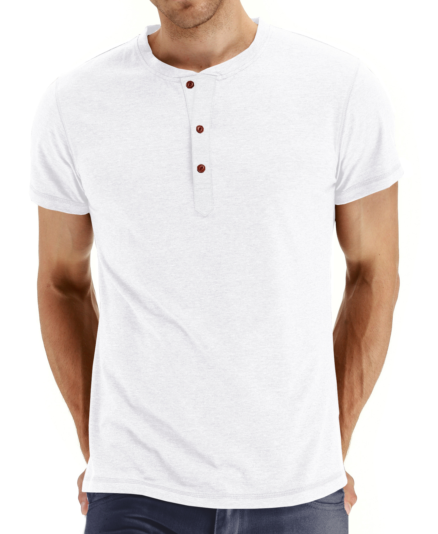 JWD Classic Cotton Mens Henley Shirt Soft Comfortable Short Sleeve 