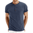 thumbnail image 1 of JWD Classic henley style Three button henley closure, Mens Henley Short Sleeve T-Shirt Cotton Casual Shirt Mens ShirtsSummer Daily T-Shirts, 1 of 4