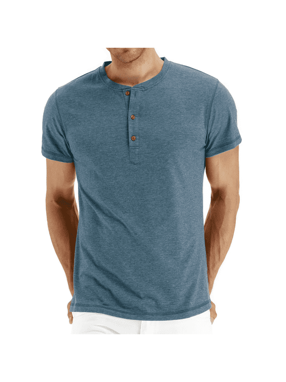 Classic henley style Three button henley closure, Mens Henley Short Sleeve T-Shirt Cotton Casual Shirt Mens ShirtsSummer Daily T-Shirts