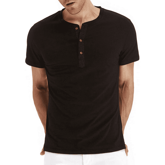 JWD Classic henley style Three button henley closure, Mens Henley Short Sleeve T-Shirt Cotton Casual Shirt Mens ShirtsSummer Daily T-Shirts