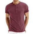 thumbnail image 1 of JWD Classic henley style Three button henley closure, Mens Henley Short Sleeve T-Shirt Cotton Casual Shirt Mens ShirtsSummer Daily T-Shirts, 1 of 4