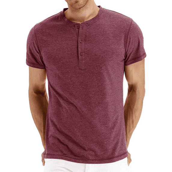 JWD Classic henley style Three button henley closure, Mens Henley Short Sleeve T-Shirt Cotton Casual Shirt Mens ShirtsSummer Daily T-Shirts