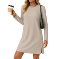 thumbnail image 1 of JWD Women's Long-Sleeve Casual Dress - Cozy Fall Fashion for Travel Airport Coffee Gray S, 1 of 9
