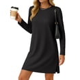thumbnail image 1 of JWD Women's Long-Sleeve Casual Dress - Cozy Fall Fashion for Travel Airport Black L, 1 of 9